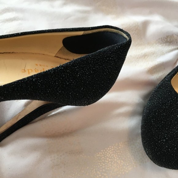 kate spade black glitter heels shoes size 6.5 *PLEASE READ* - Picture 4 of 15
